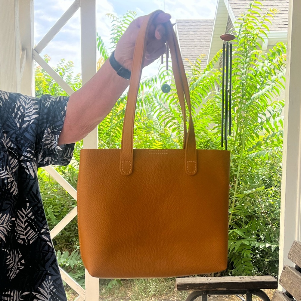 Hand Crafted Mustard Leather Tote Bag